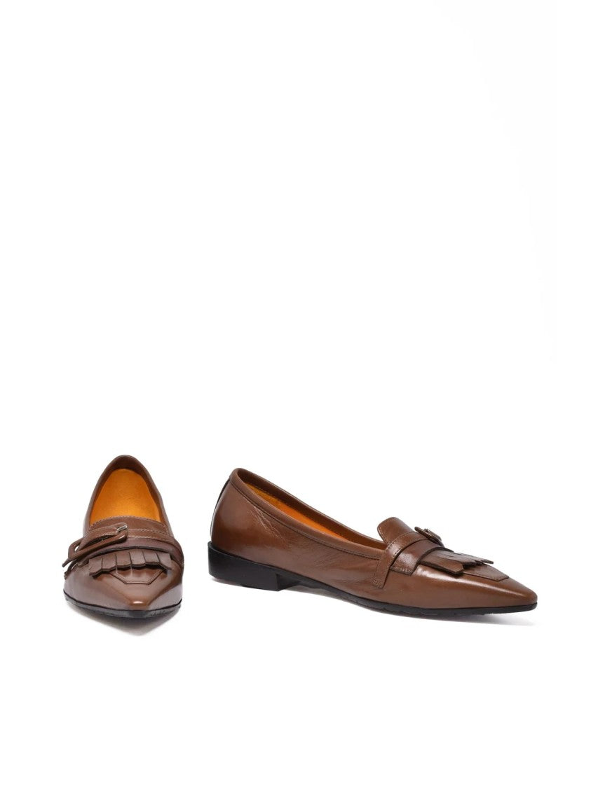 Mara Bini Brown Leather Pointed Ballerinas