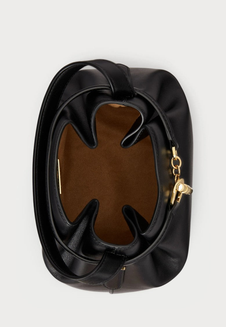 Lauren Ralph Lauren Black Smooth Leather Bucket Bag