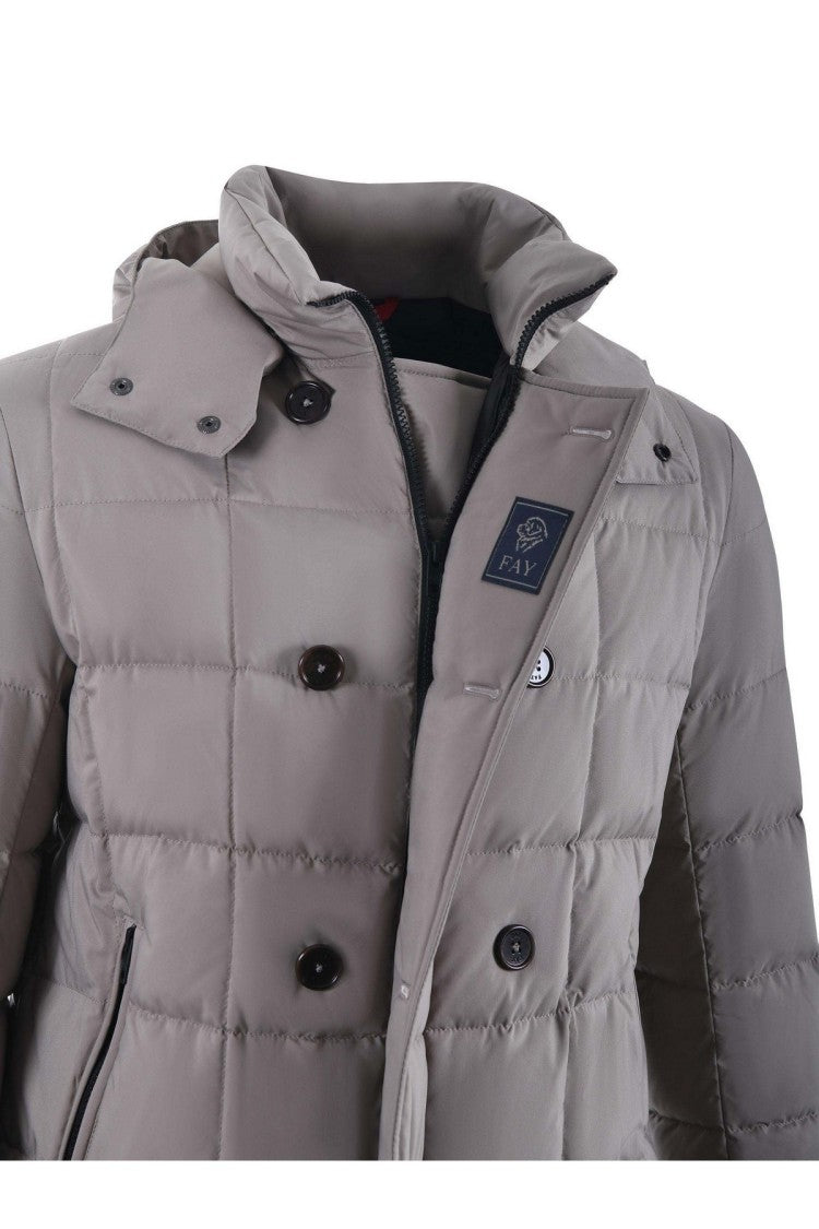 Fay Slate Nylon Quilted Down Jacket