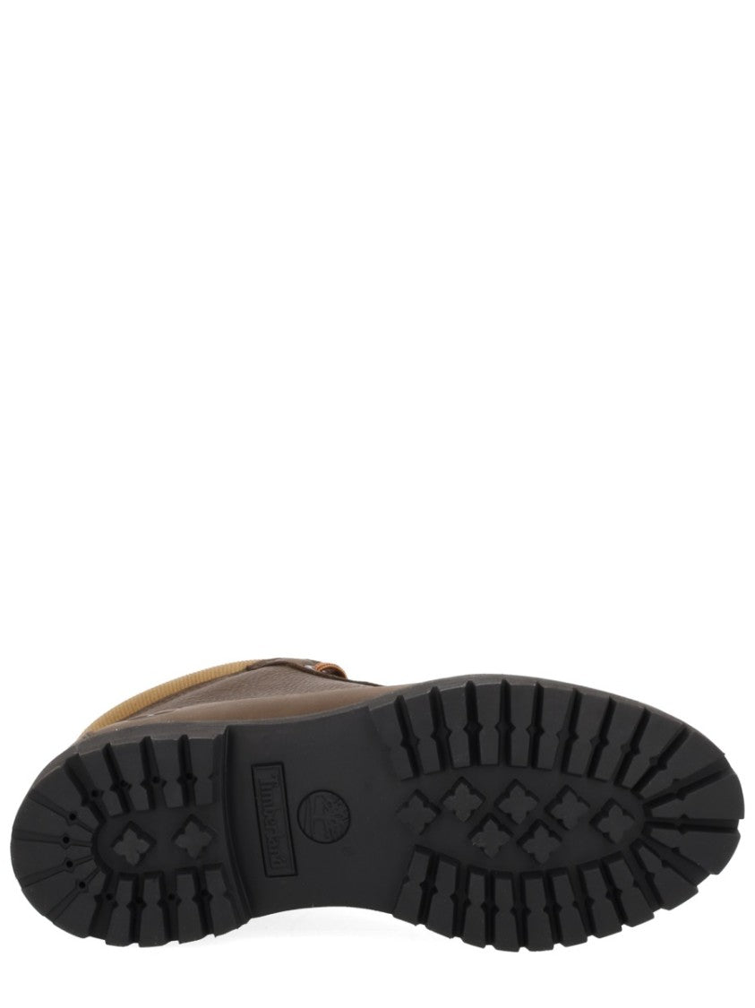 Timberland Smooth Brown Leather Boots With Padded Collar And Rugged Sole