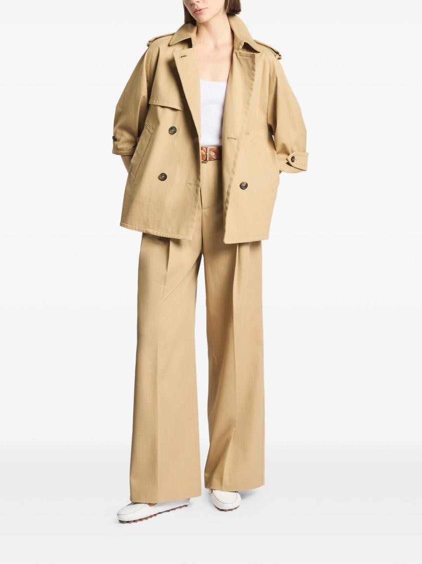 Fay Boxy Brown Trench Elbow-Length Sleeve Jacket