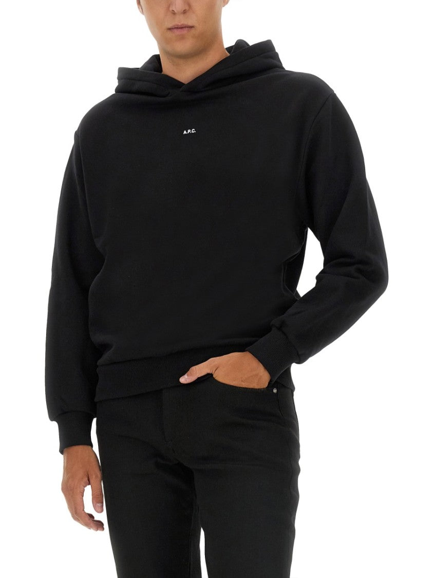 A.P.C. Black Sweatshirt With Classic Hoodie