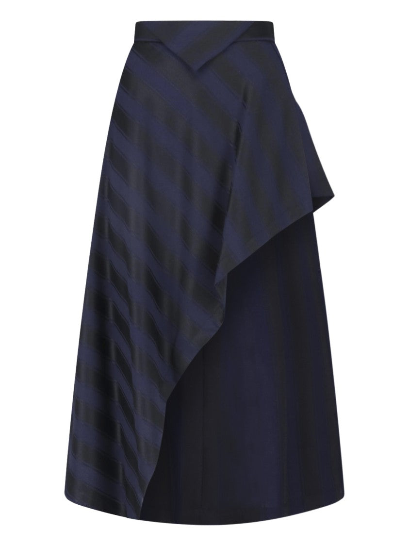 Vivienne Westwood Blue Draped Front Virgin Wool Midi Skirt