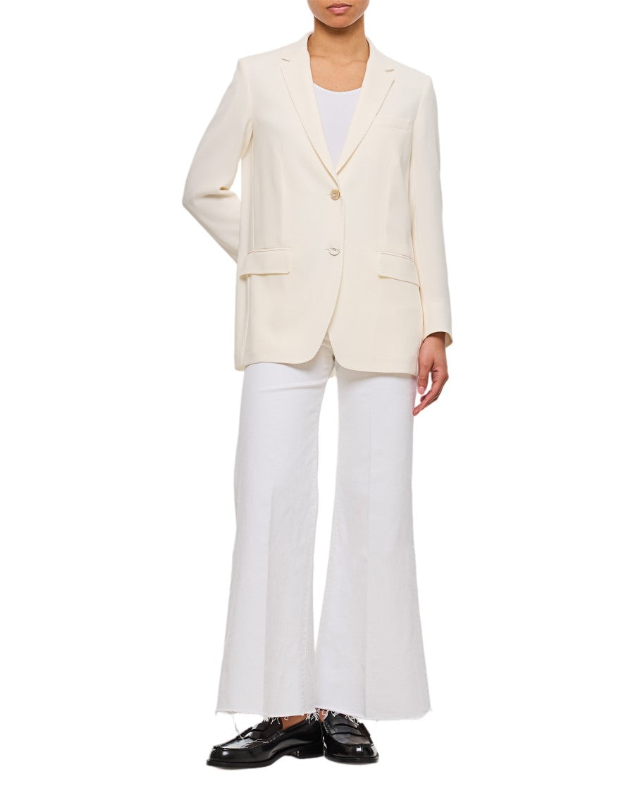 Alberto Biani Slim Fit White Blazer With Pointed Lapels And Flap Pockets