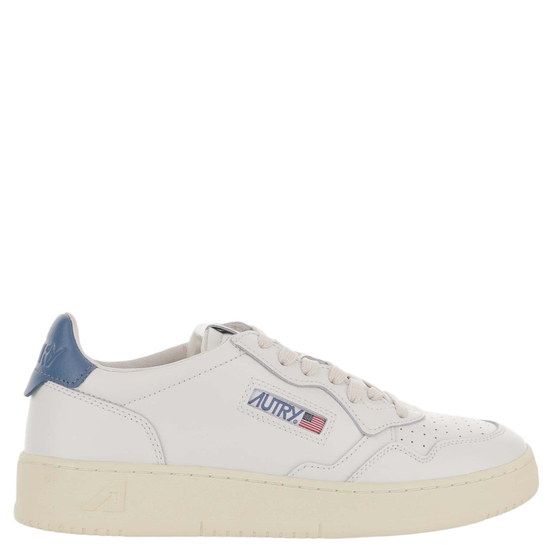 Autry White/Blue Medalist Low Leather Sneakers