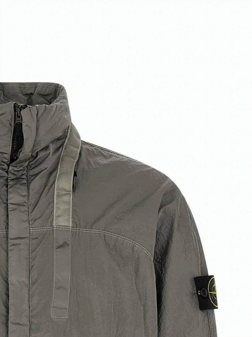 Stone Island Jacket With High Collar And Tonal Panel Detailing