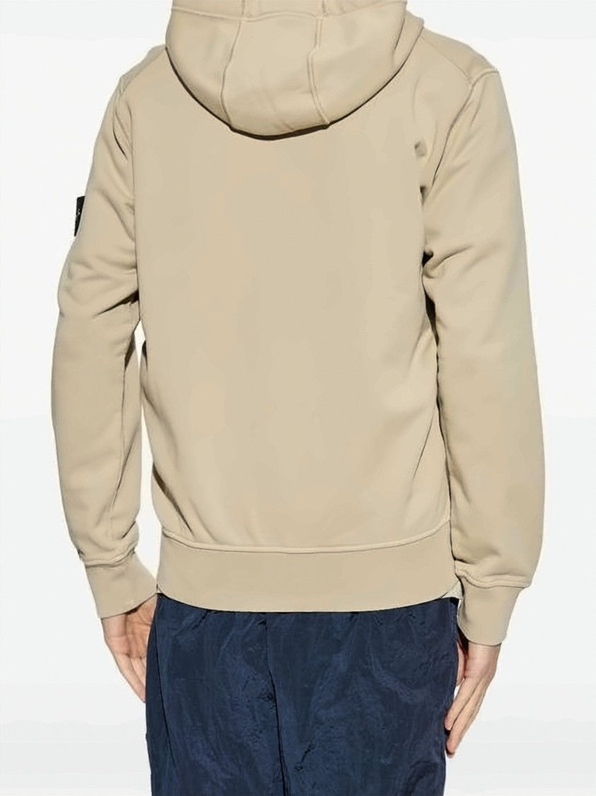 Stone Island Black Organic Cotton Ribbed Cuffs Hoodie
