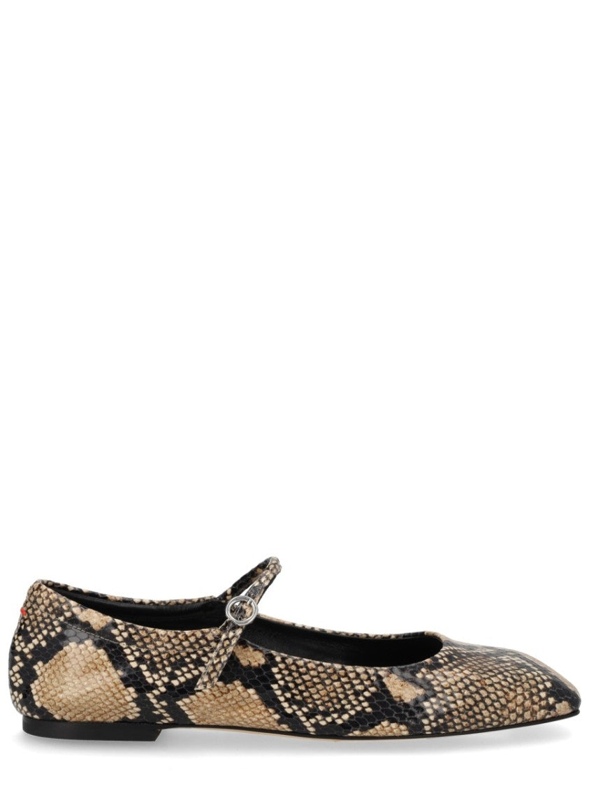 Aeydē Neutrals Uma Mary-Jane Snake Print Flats