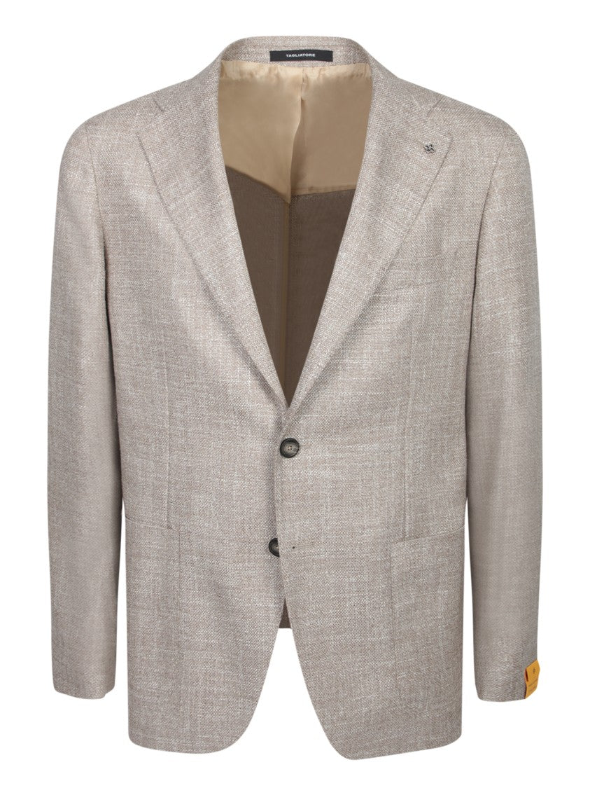 Tagliatore Tailored Beige Blazer With Notch Lapel