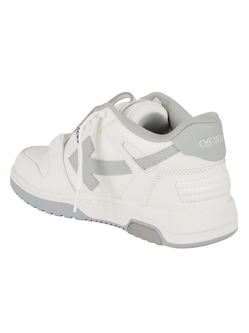 Off-White Low-Top Leather Sneakers With Arrow Motif And Padded Collar