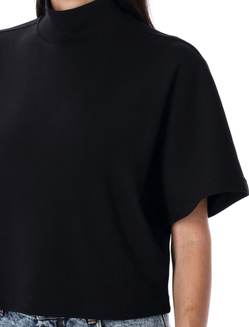 Alaïa High Neck Ribbed Cotton T-Shirt