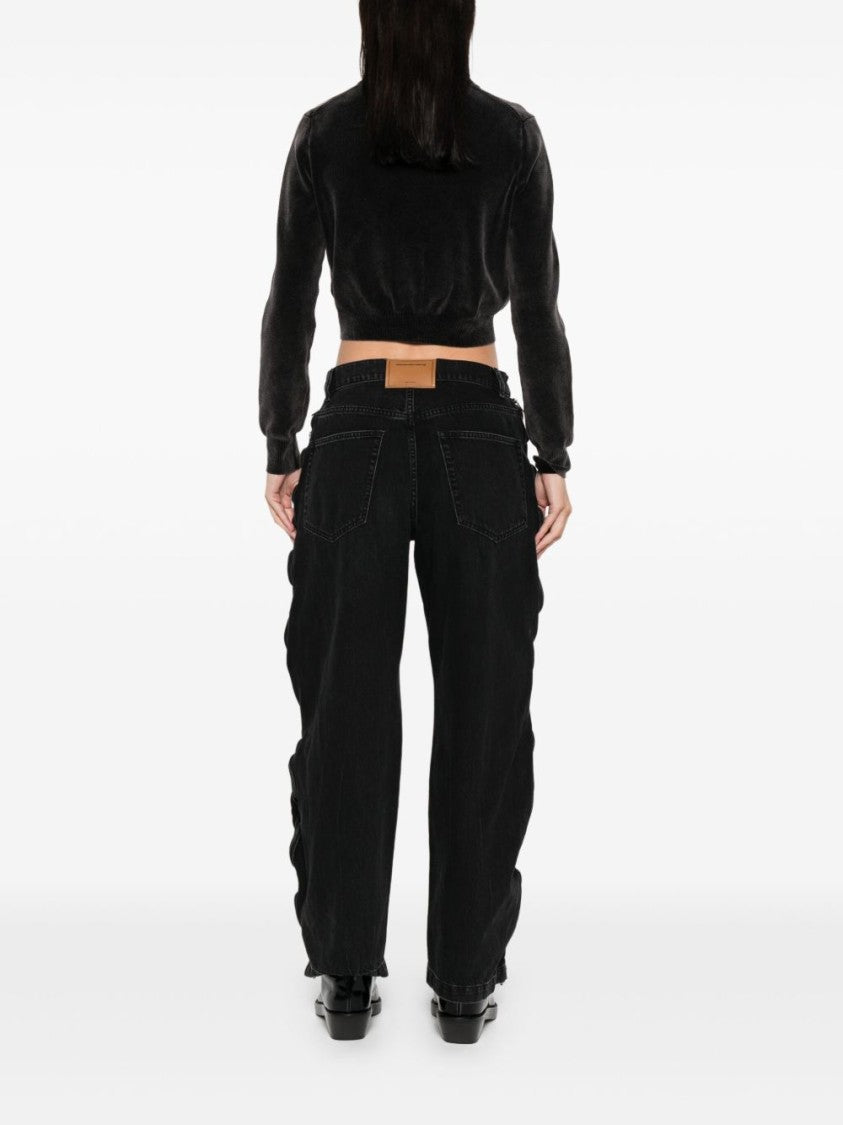 Alexander Wang Cropped Button-Up Sweater With Velvety Texture