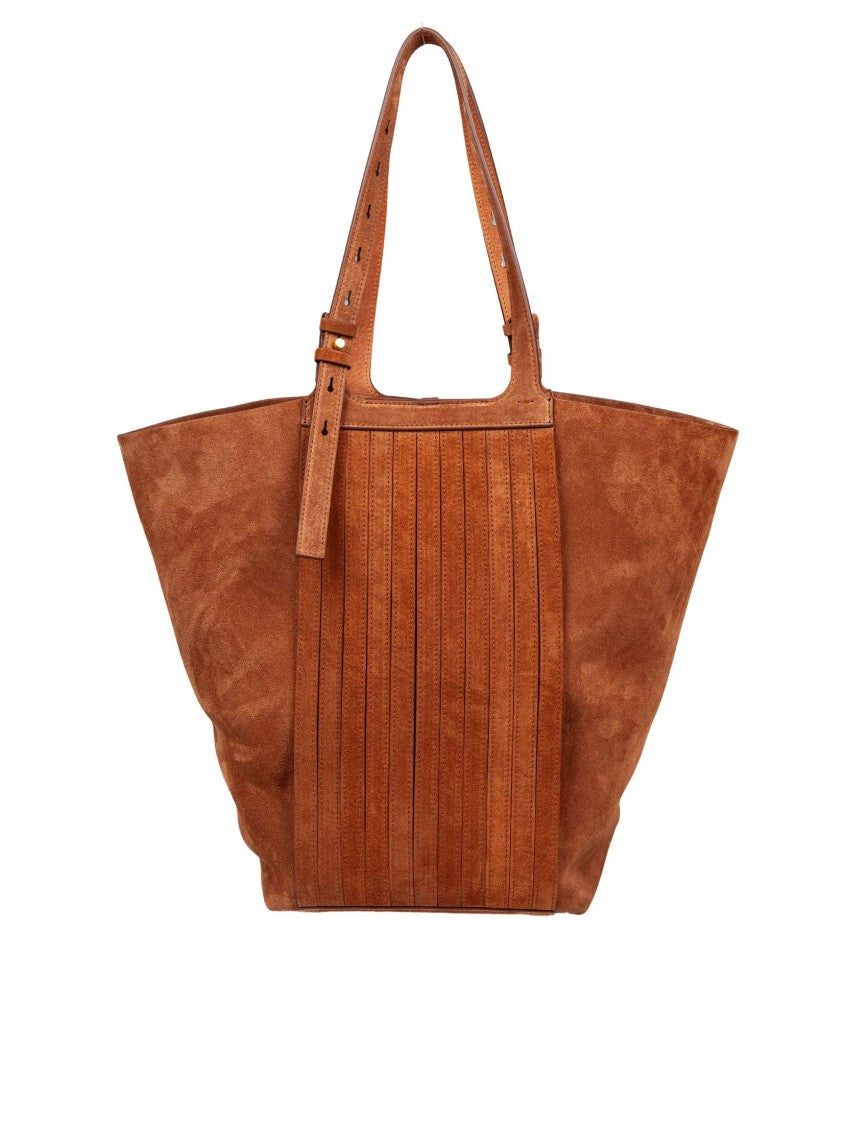 Golden Goose Tan  24.7 Suede Shopping Bag With Fringes