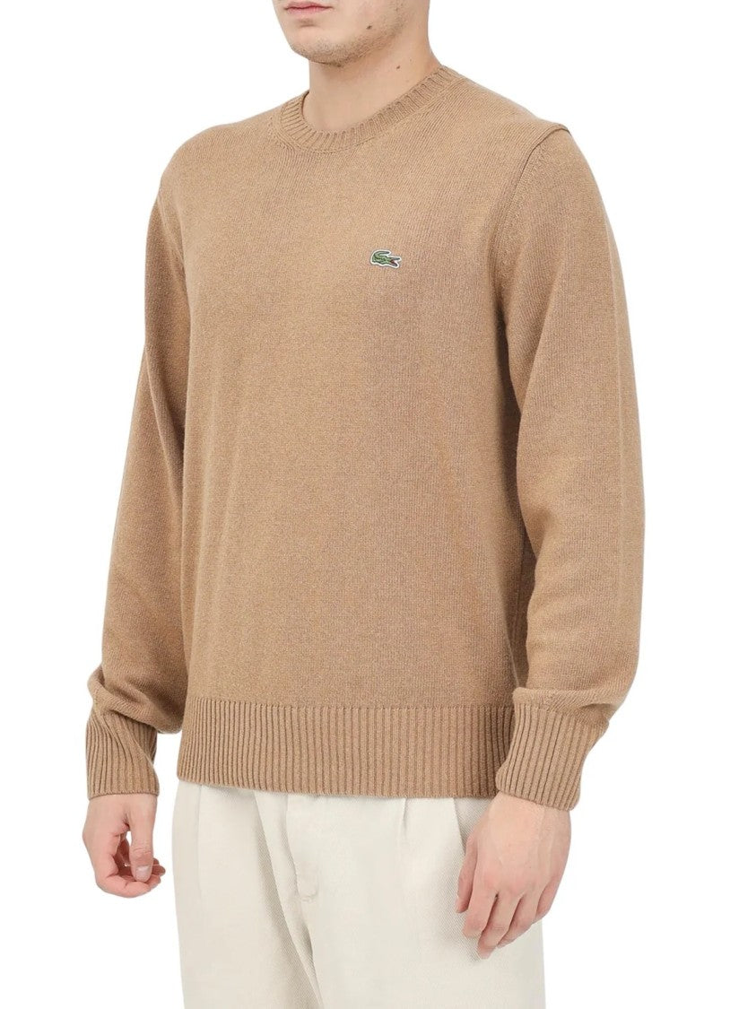 Lacoste Beige Fine Wool Crewneck Sweater