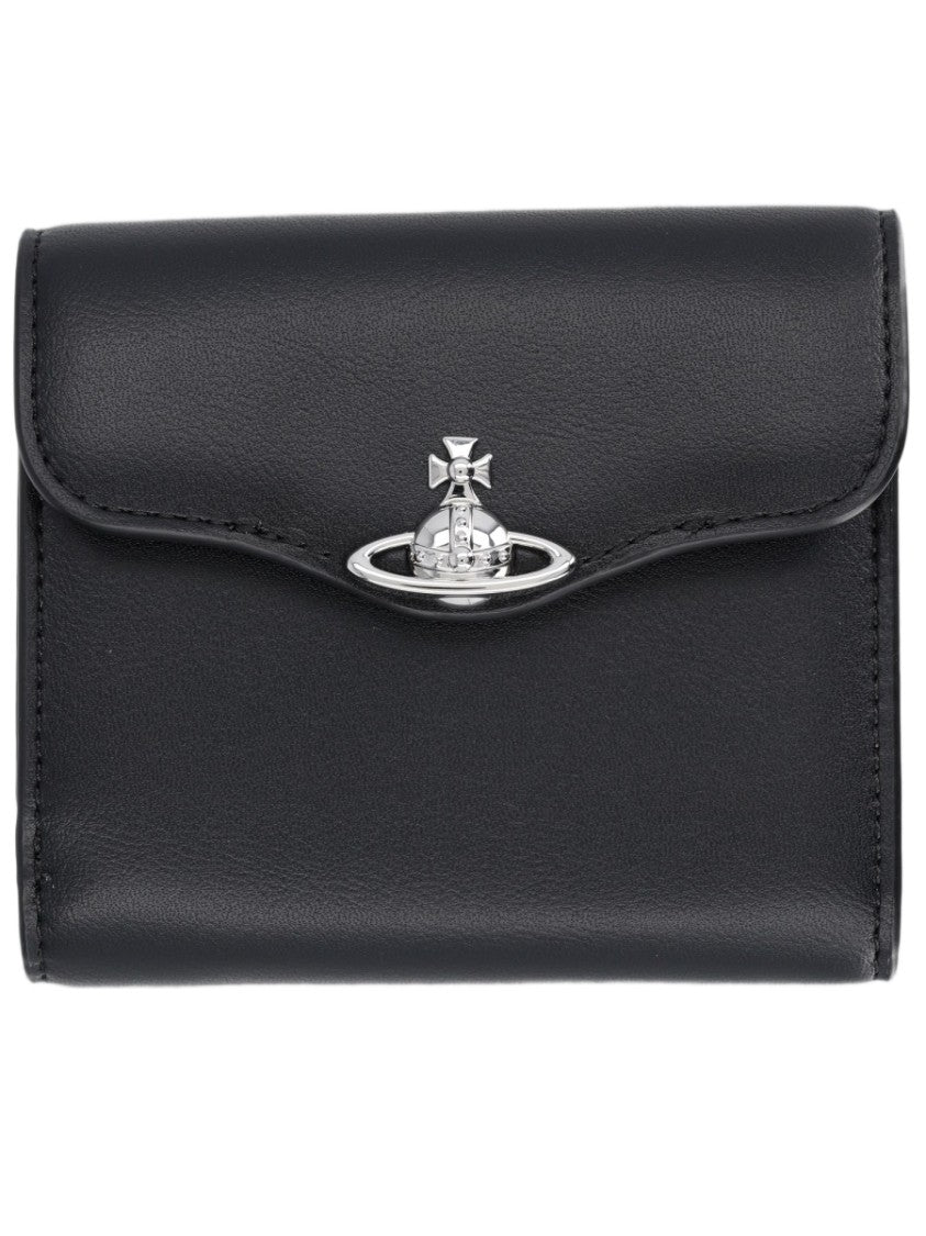 Vivienne Westwood Black Compact Silver-Emblem Polyester Wallet