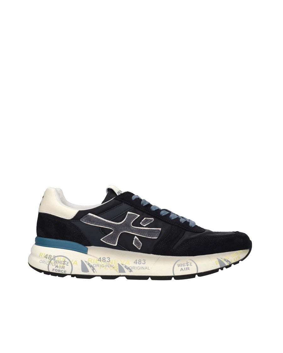 Premiata Blue Mick Calf Goat Leather Sneakers