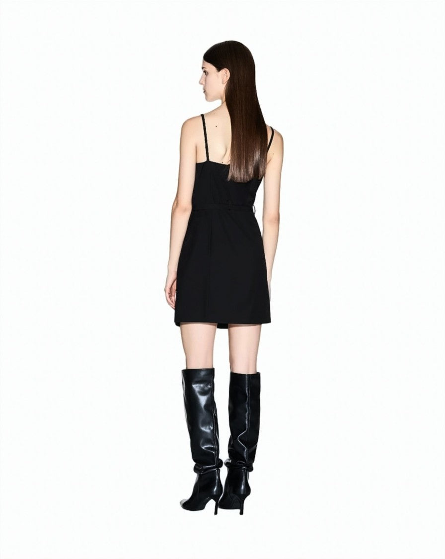 Armani Exchange Fitted V-Neck Button-Front Mini Dress