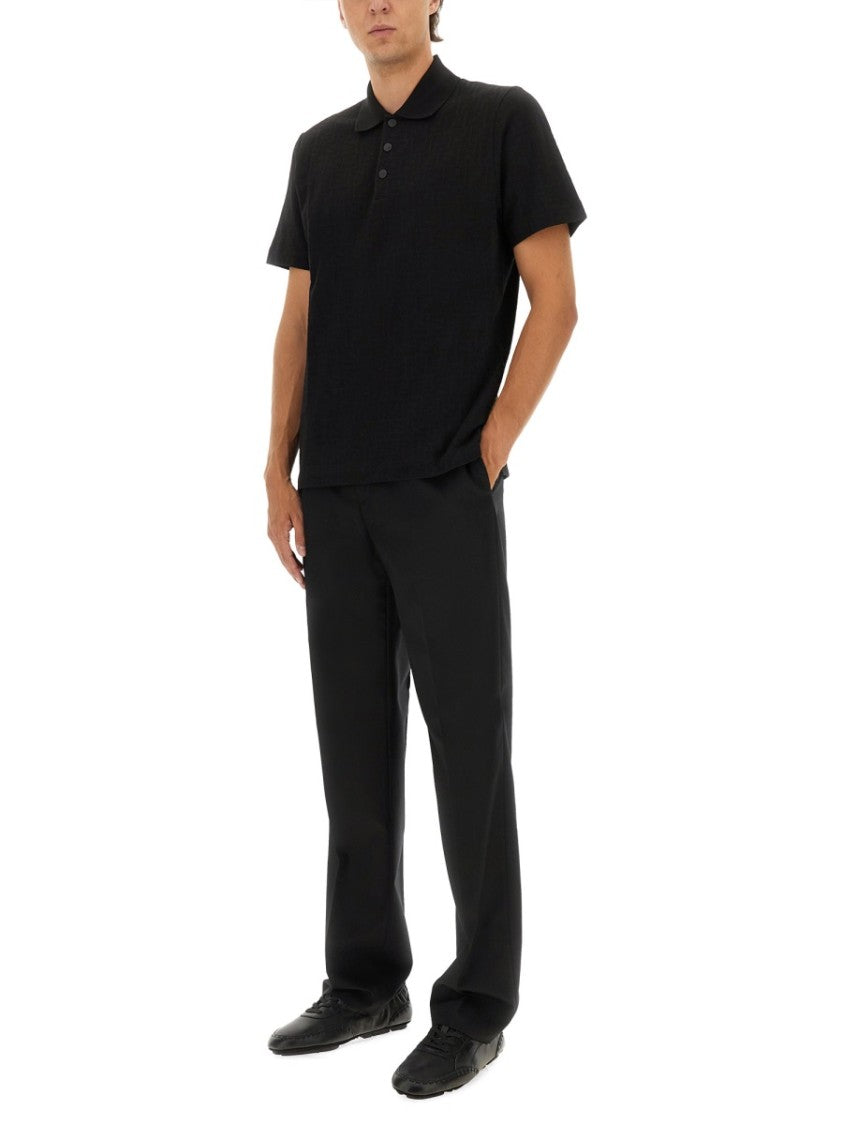 Fendi Ff Piquet Jacquard Polo Shirt