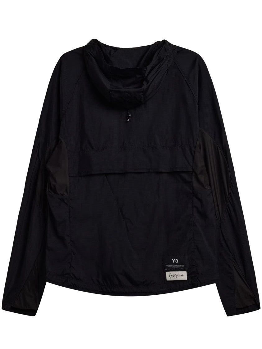 Y-3 Lightweight Black Hooded Jacket With Flap Detail