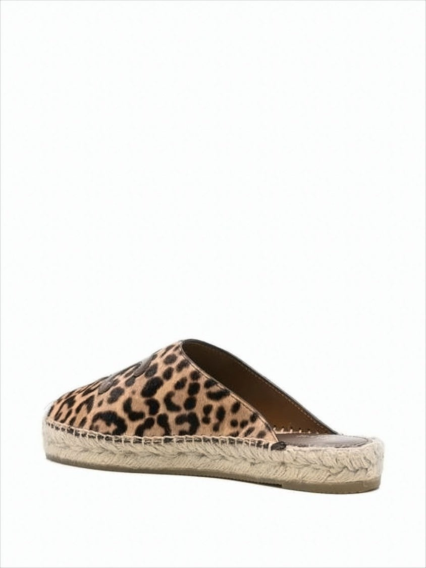 Celine Leopard Print Calf Leather Slip-On Mule
