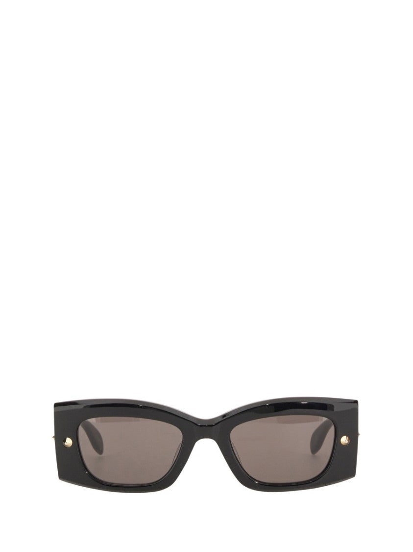 Alexander Mcqueen Bold Angular Frame Sunglasses With Gold Accents