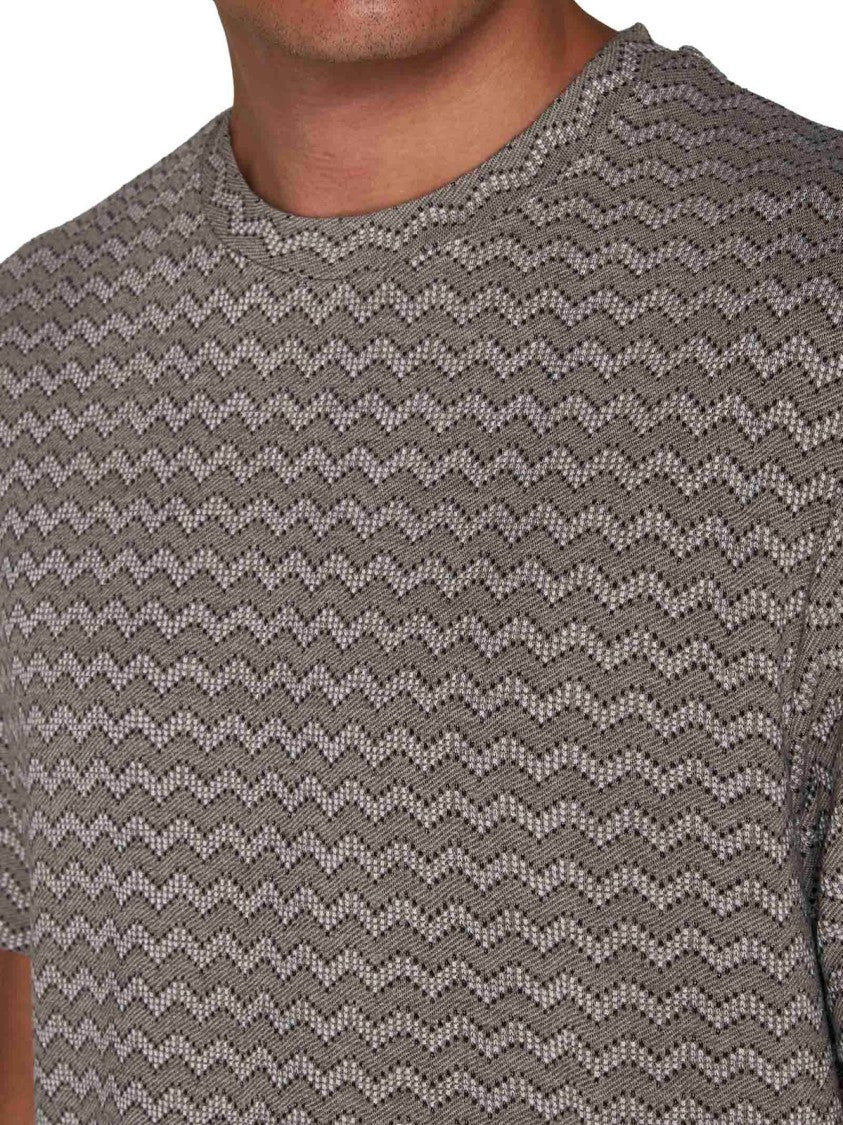 Giorgio Armani Short Sleeve Zigzag Pattern T-Shirt With Design
