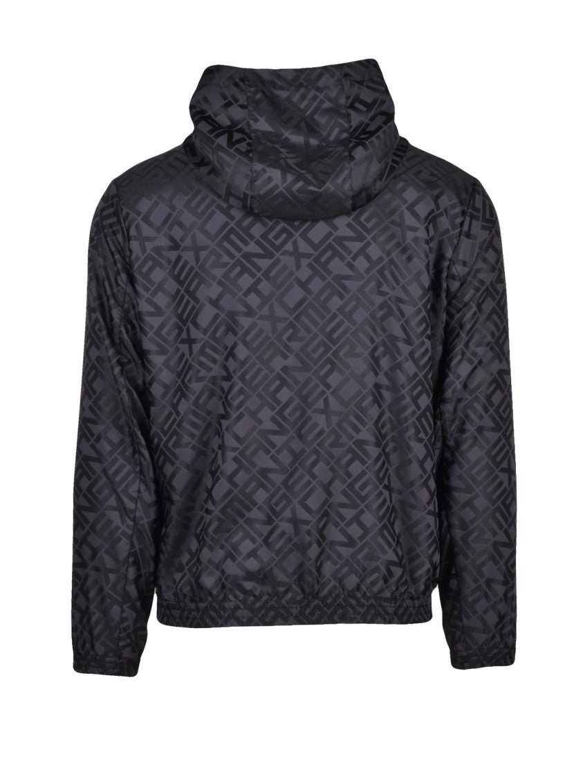 Armani Exchange Black Polyester Windbreaker Jacket