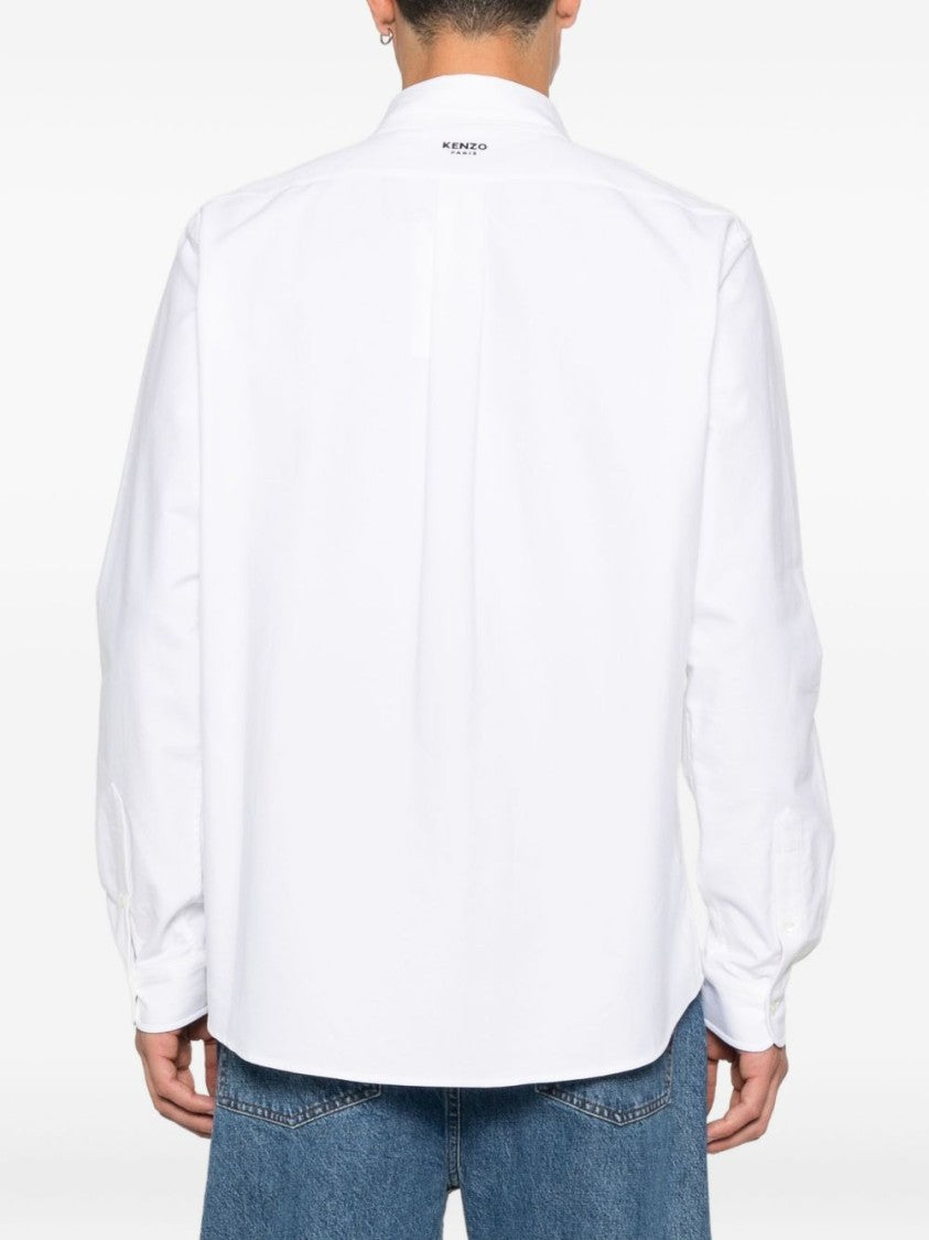 Kenzo White Button-Up Shirt With Embroidered Detail