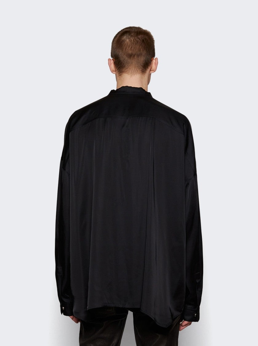 Rick Owens Oversized Snap Collar Faun Shirt Black