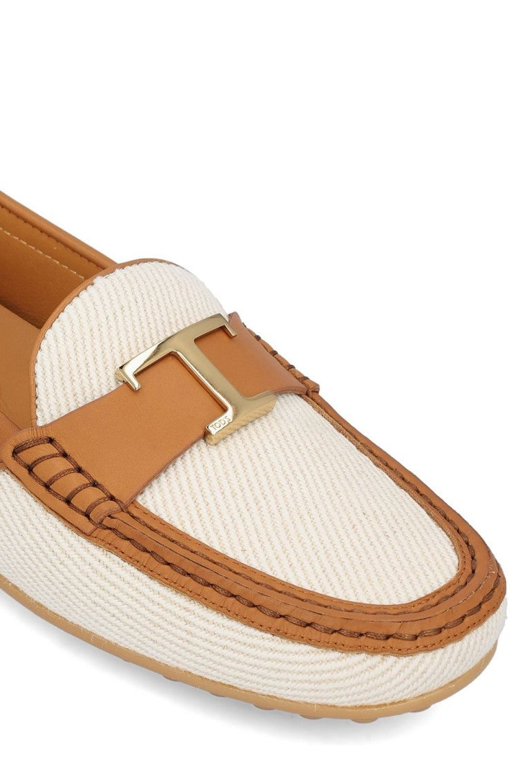 Tod's Textured Fabric Loafers With Leather Trim