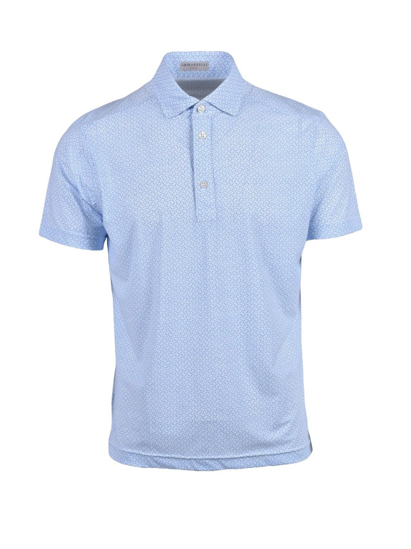 Ghirardelli Next Light Blue Polyamide-Blend Stretch Polo Shirt