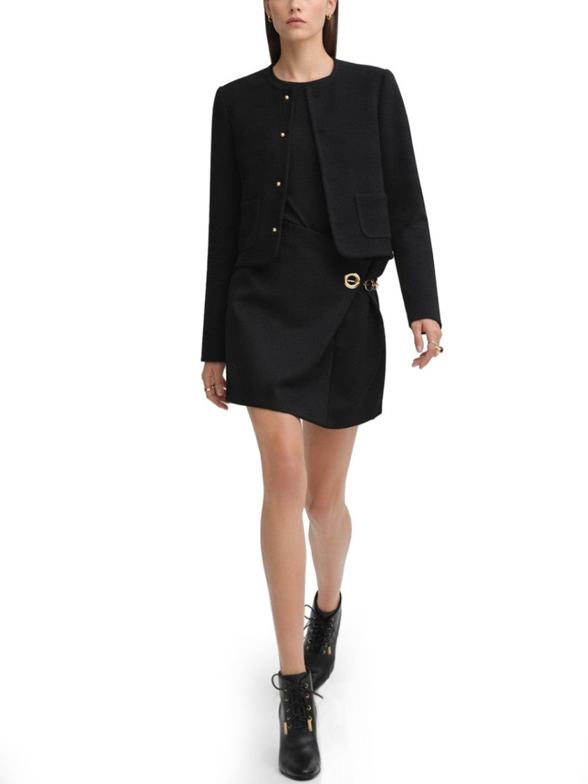 Celine Cropped Black Jacket With Round Neckline And Gold-Tone Buttons