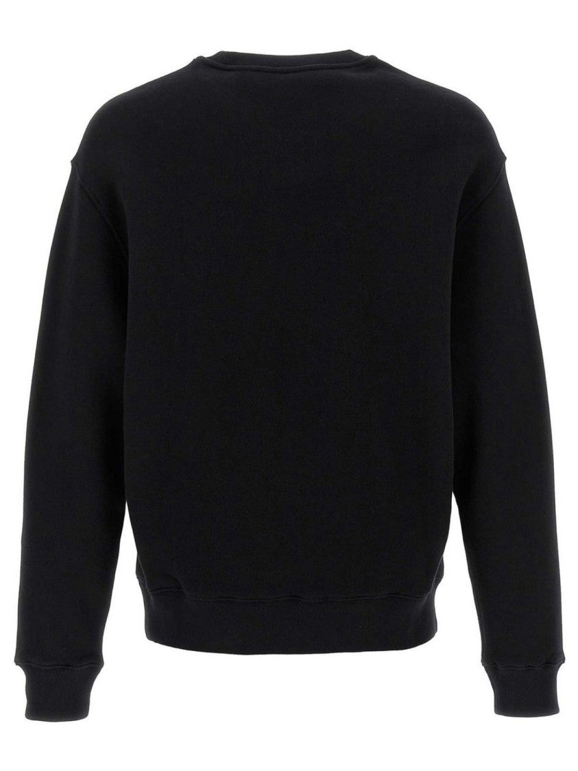 Maison Kitsuné Long-Sleeve Black Crewneck With Embroidered Fox Emblem