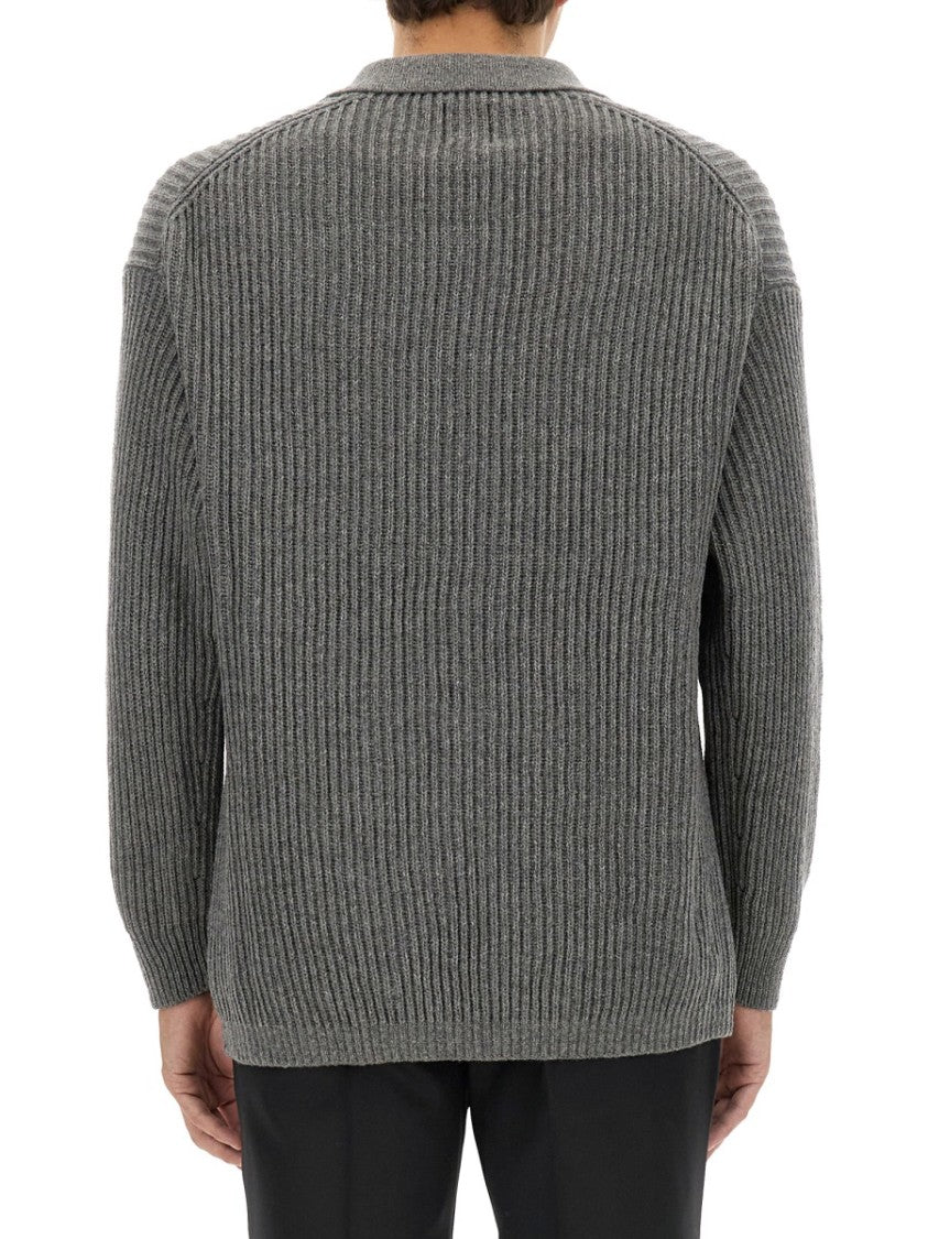 Emporio Armani Ribbed Grey Wool Jersey