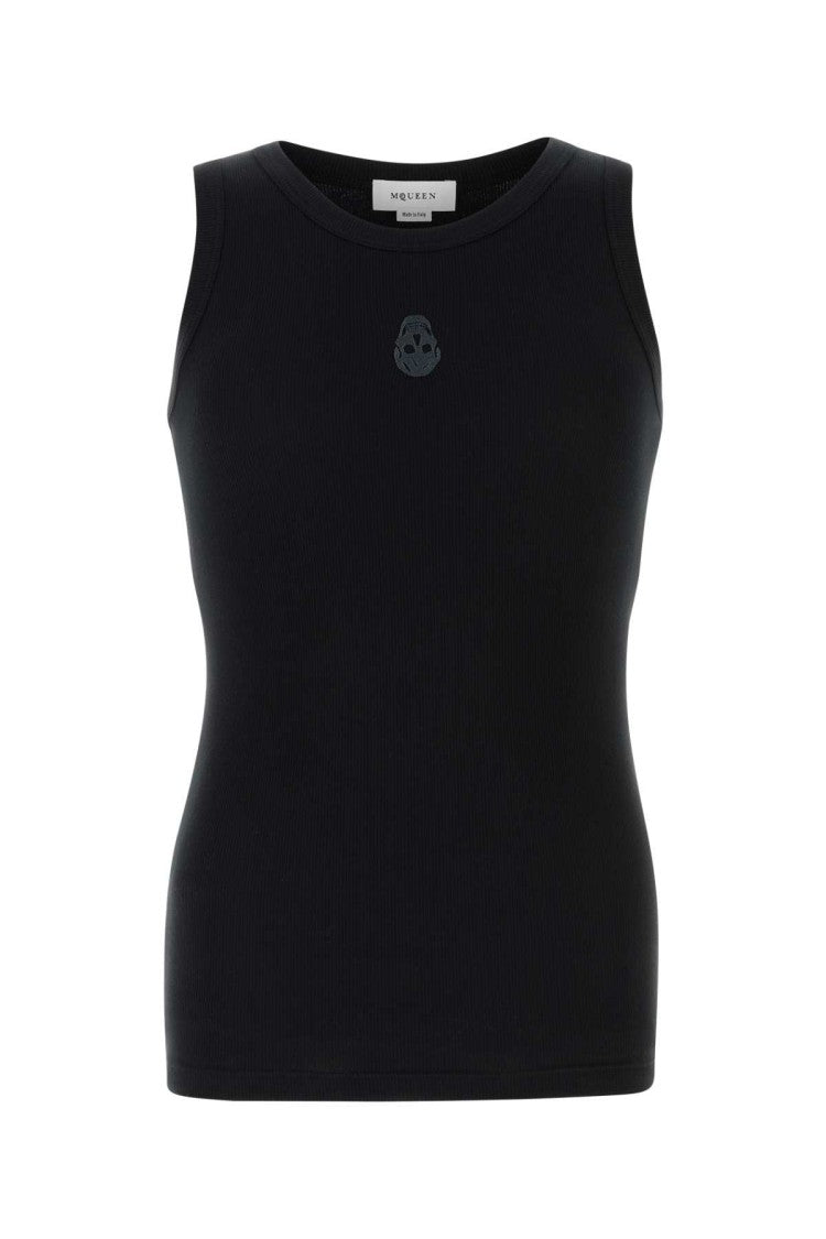 Alexander Mcqueen Black Stretch Cotton Tank Top