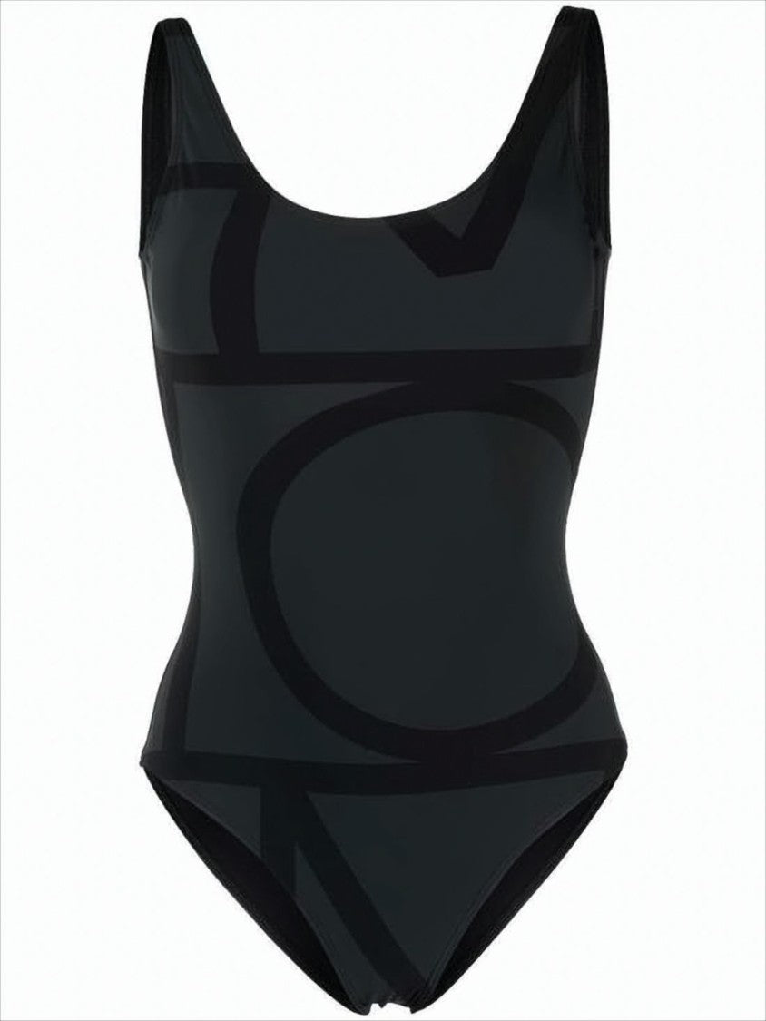 Totême Geometric Pattern One-Piece Swimsuit With Scoop Neckline