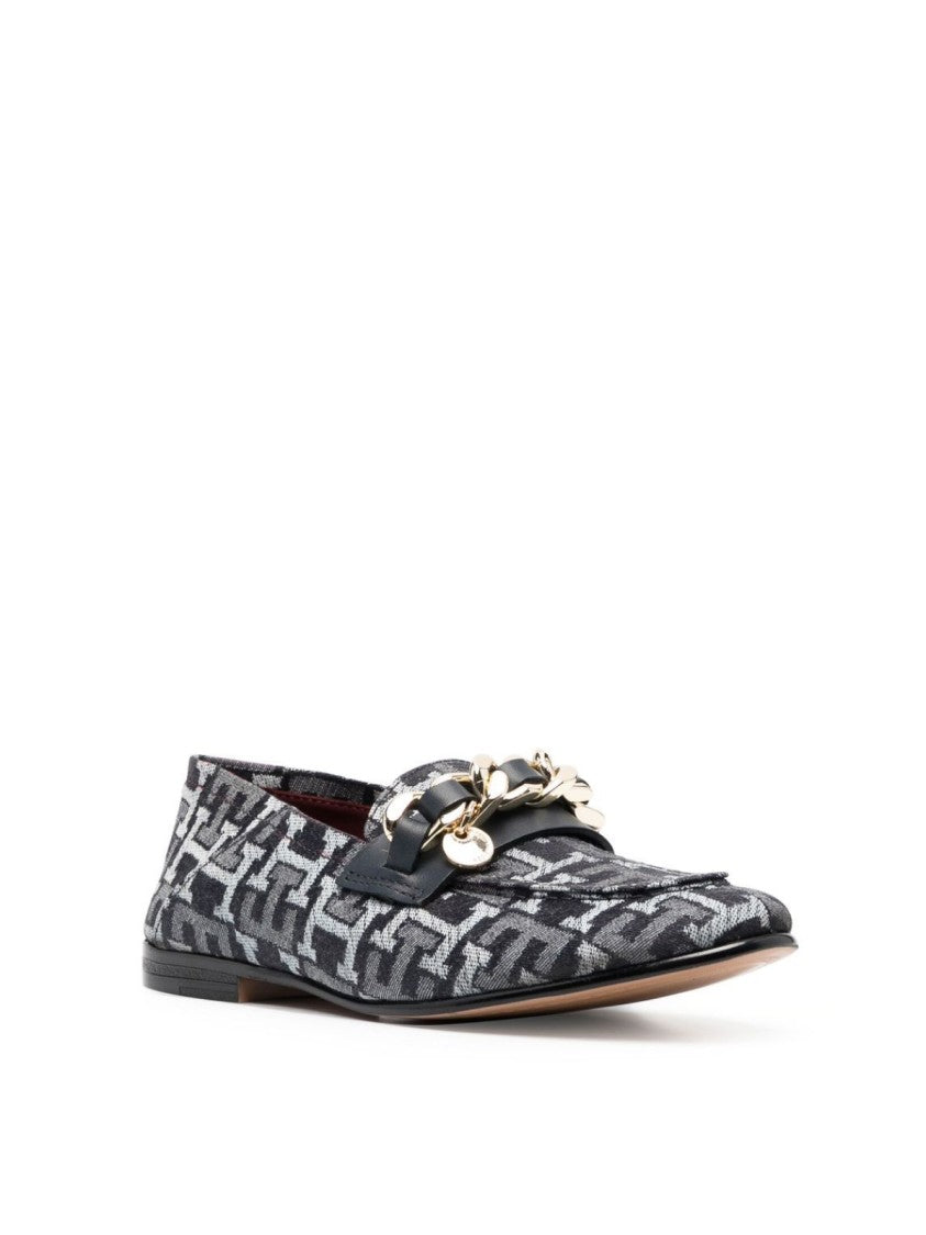 Tommy Hilfiger Chain Detail Monogram Denim Loafers