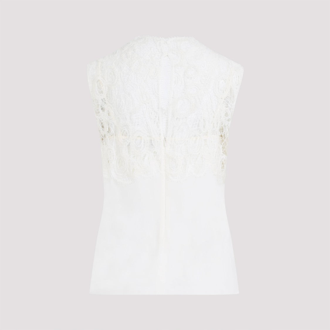 Fabiana Filippi Silk Top With Delicate Lace Overlay And High Neckline