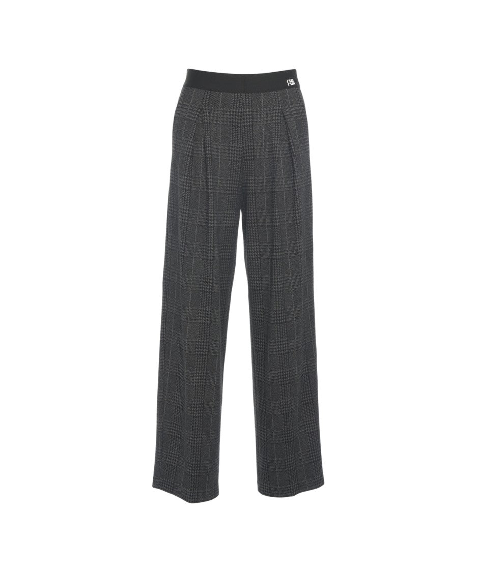 Cambio Glencheck Wide-Leg Trousers With Classic Pleats