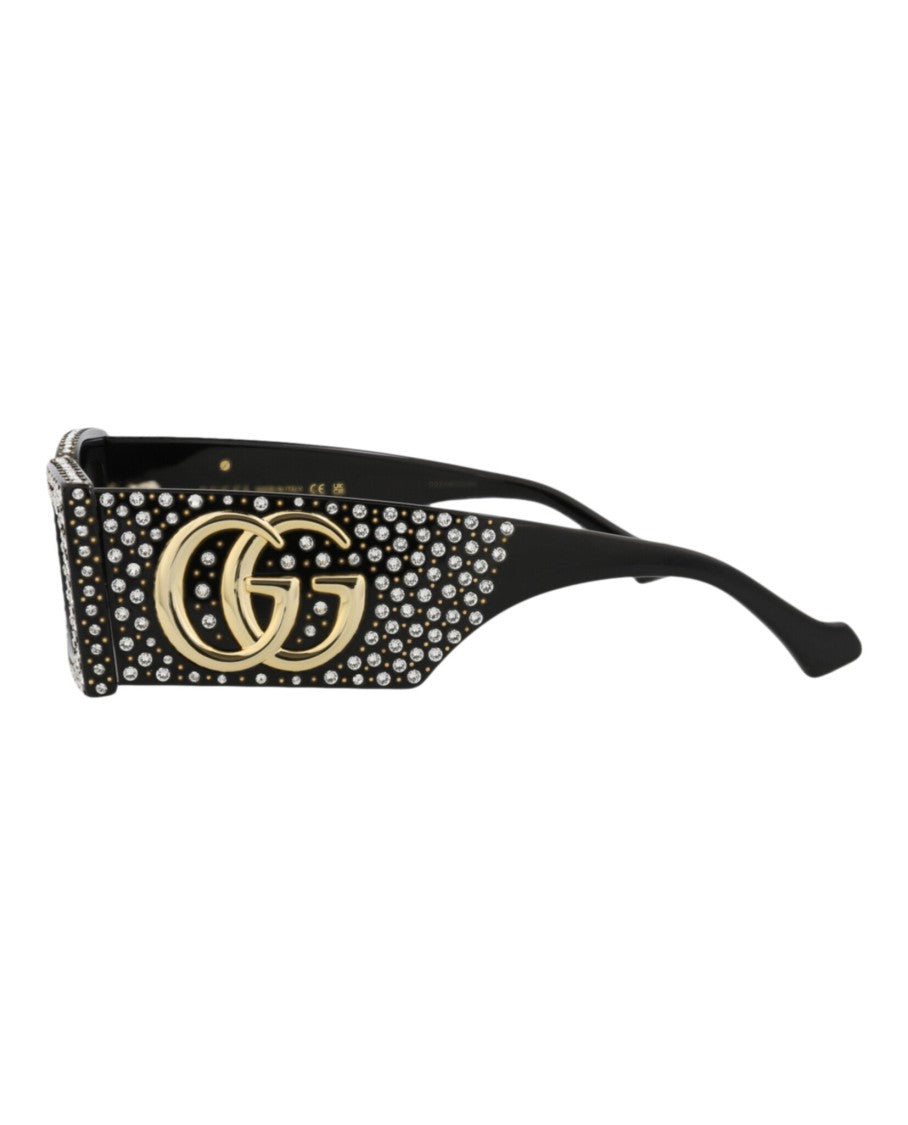 Gucci Bold Square-Frame Recycled Acetate Sunglasses With Crystal Embellishments