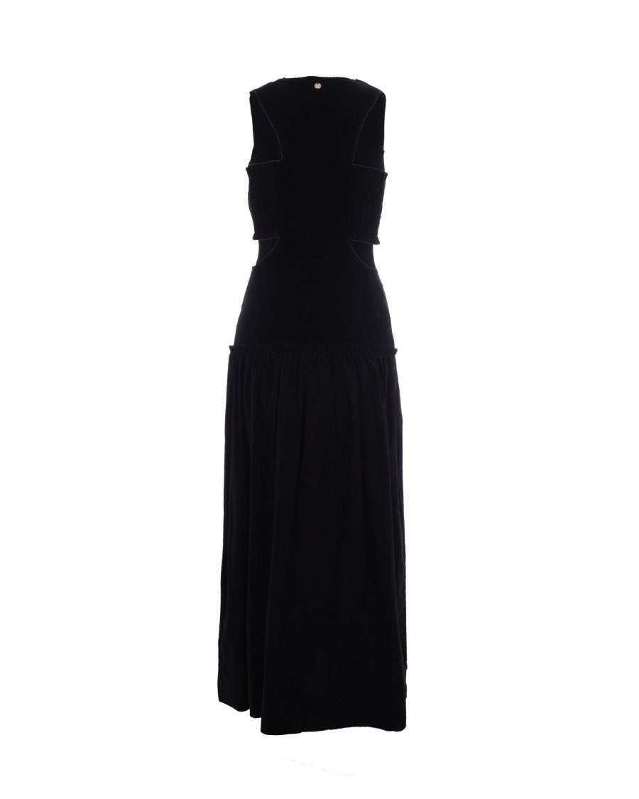 Liu Jo Long Dress With Side Cut-Outs And Smocked Waistband