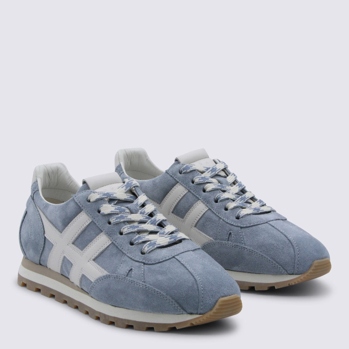 Hogan Denim Upper Sneakers With Lace-Up Design
