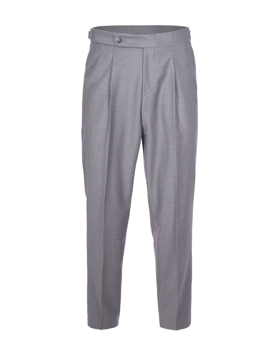 Boss Slim-Fit Mélange Virgin Wool Trousers With Pleats And Welt Pockets