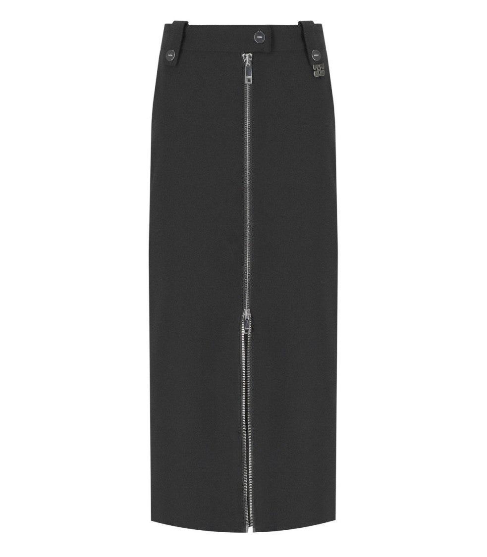Ganni Crepe Black Midi Skirt