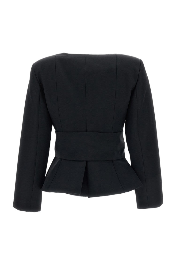 Jacquemus Black The Miami Belted Structured Wool Blazer
