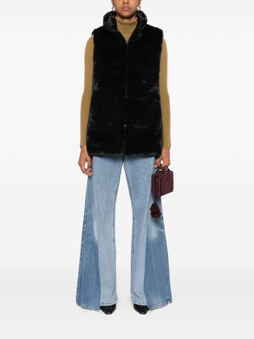 Save The Duck Sleeveless Faux Fur Jacket With High Collar