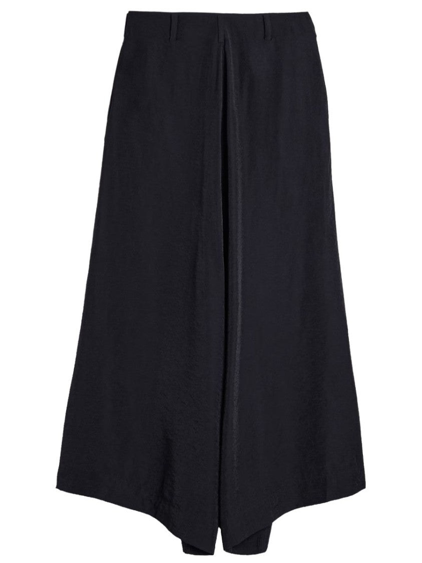 Y-3 Neutrals Wide-Leg Front Zipper Viscose-Blend Pants