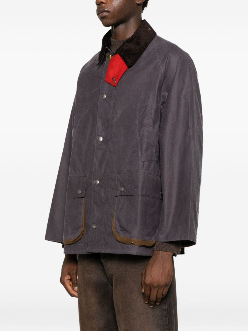Barbour Boxy Gray Jacket With Corduroy Collar
