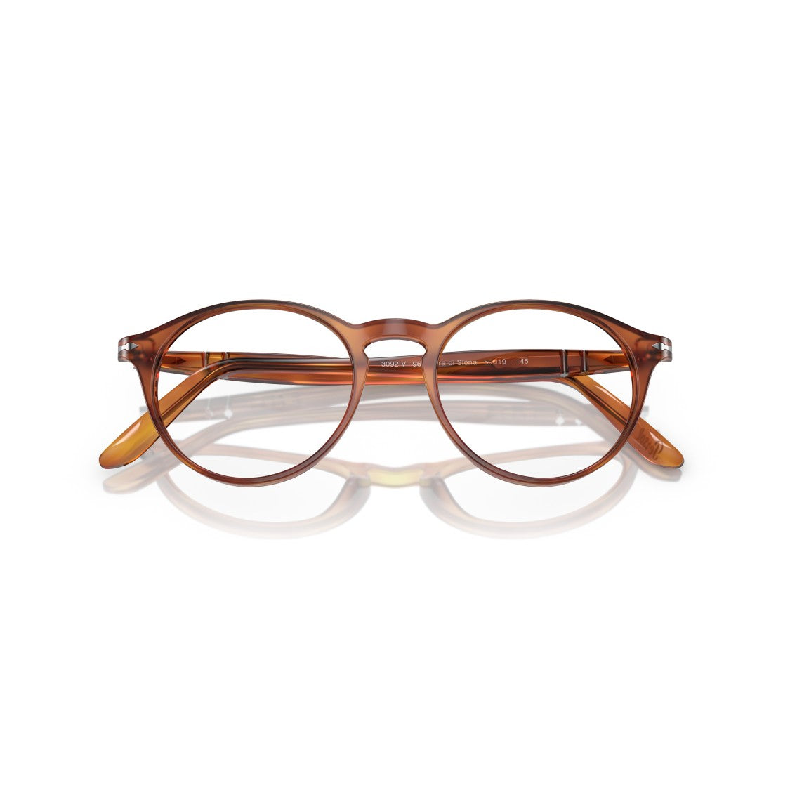 Persol 0Po3092v Round Frame Eyeglasses In Amber-Brown Tortoiseshell