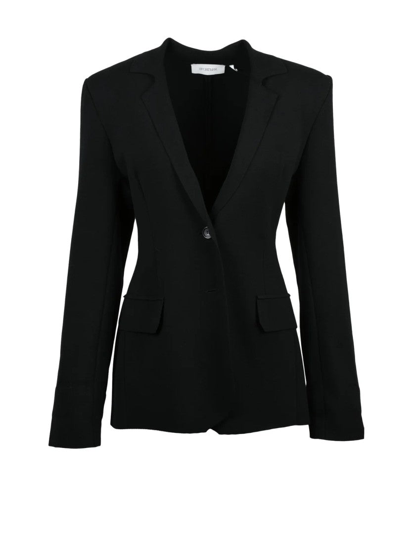 Sportmax Black Bingo Tailored Unlined Viscose-Blend Knit Blazer